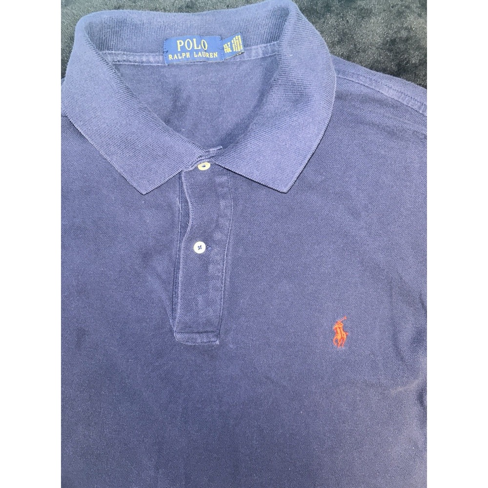 Polo Ralph Lauren Navy Blue Polo Shirt Red Pony Classic SS Mens Size XLT Preppy - Picture 2 of 9